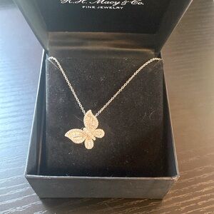 Effy 14k white gold Diamond butterfly necklace
